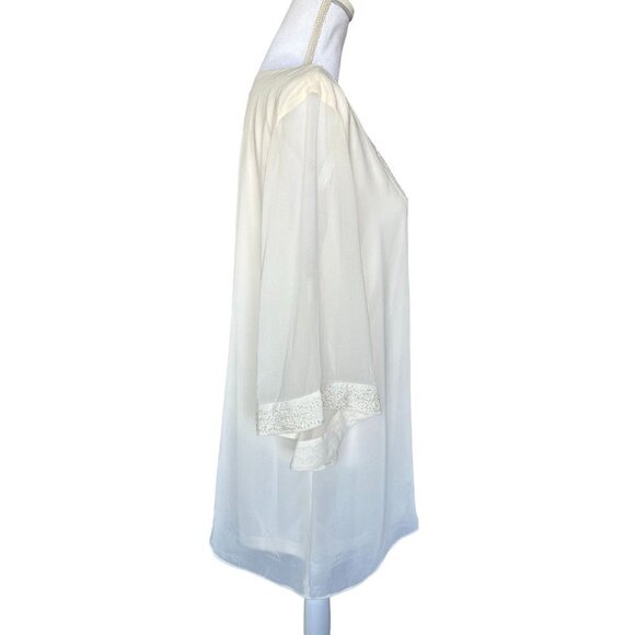 Badgley Miechka American Glamour Blouse Top Size XL Beaded Sequin Sheer Overlay - Picture 4 of 13